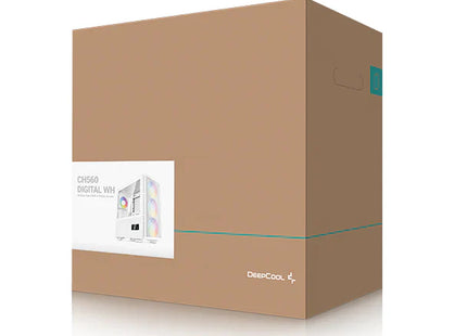 Case Gaming DeepCool CH560 Digital WH R-CH560-WHAPE4D-G1 | Media Torre | Vidrio Templado | 3 Ventiladores ARGB 140mm | Pantalla Digital Doble | Blanco