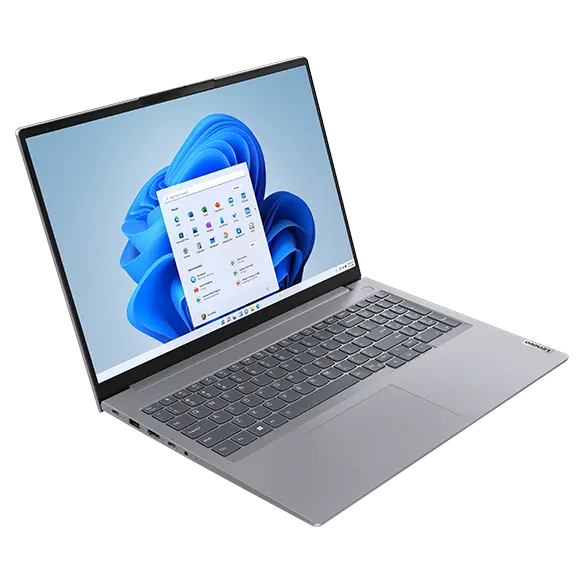 Lenovo ThinkBook 16 Gen 6, vista frontal en ángulo derecho