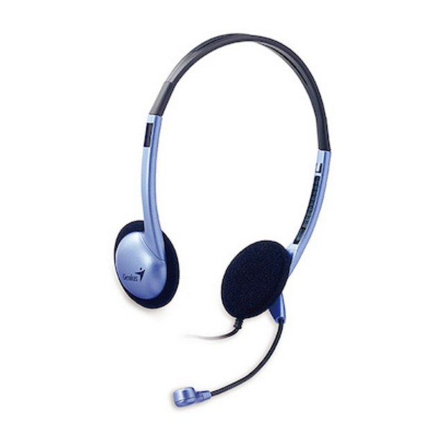 Headset Genius HS-02B | Alámbrico 3.5mm | Micrófono ajustable | Diadema liviana | Color Azul