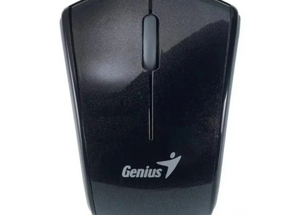 Mouse inalámbrico Genius RS2 Micro Traveler 900S vista frontal con diseño compacto negro