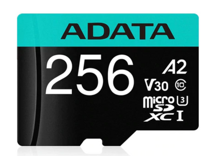 Tarjeta de Memoria ADATA Premier Pro microSDXC | 256GB | Clase 10 UHS-I U3 V30 A2 | Hasta 100/85 MB/s | Con Adaptador SD