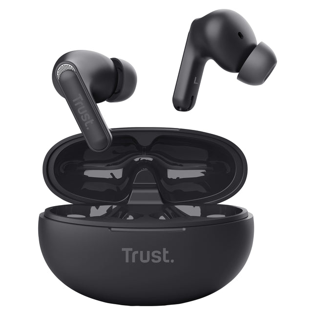 Audífonos Trust BT 25296 cancelación ruido negro vista frontal