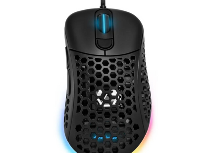 Mouse gaming Sharkoon Light² 200 RGB ultraligero vista frontal con iluminación