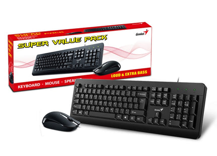 Empaque y contenido completo del combo Teclado Mouse Genius KM-160