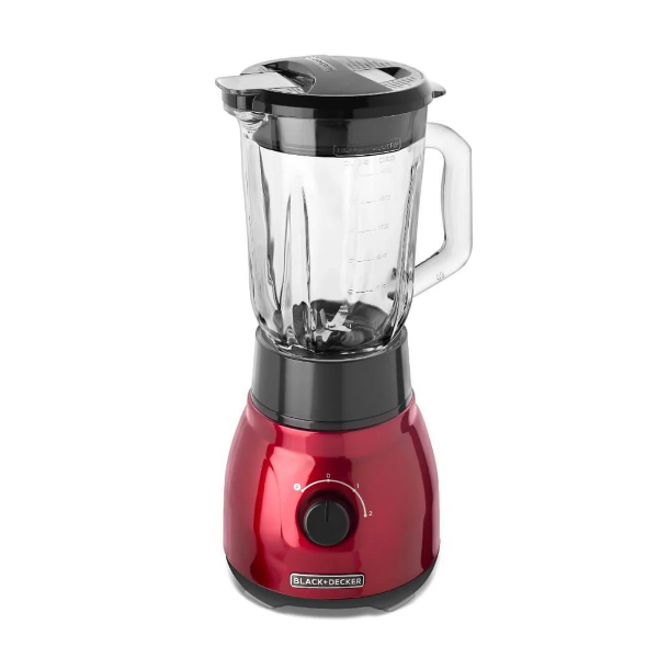 Licuadora Black+Decker BL1650R Cyclone | 750 W | 2 Velocidades + Pulso | Jarra Vidrio 1.5 L + Vaso Personal 600 ml | Acero Inoxidable | Roja