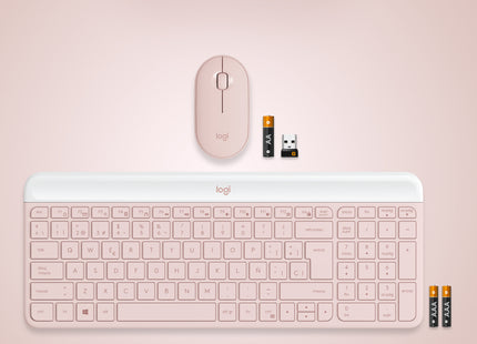 Mouse MK470 Rose vista lateral derecha mostrando botones y ergonomía