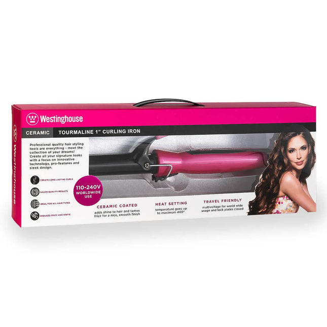 Rizador de Cabello Westinghouse WH1124 | Cerámica Turmalina | 110V | Calentamiento Rápido | Cabello Suave y Brillante