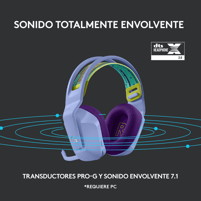 Headset Logitech Gaming G733 | Inalámbrico | LIGHTSPEED | Sonido Surround | RGB