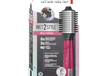 Cepillo de Aire Caliente Remington Wet2Style AS15AB(110)F | 1200W | Barril Ovalado con Cerámica Avanzada | 3 Temperaturas | 2 Velocidades | Rosa / Negro
