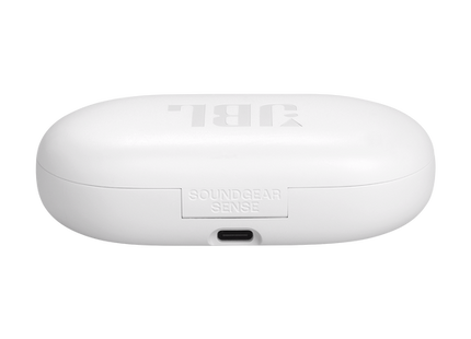 Vista superior estuche cargador JBL Soundgear Sense con indicador LED
