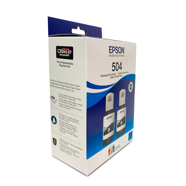 Epson T504 T504120-2P Pack de 2 Botellas de Tinta Negra de 127 ml para EcoTank