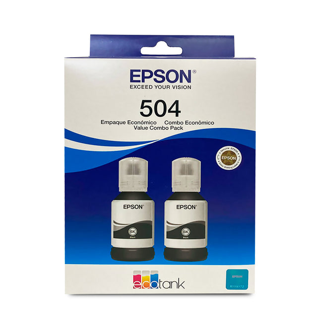 Epson T504 T504120-2P Pack de 2 Botellas de Tinta Negra de 127 ml para EcoTank