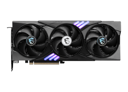Tarjeta video MSI GeForce RTX 5060 Gaming Trio OC vista frontal con triple ventilador