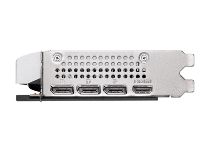 Vista lateral MSI RTX 5060 Ti Ventus 2X Plus mostrando conectores de alimentación