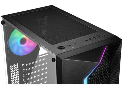 Vista trasera Case Gaming MSI MAG Vampiric 100R con rejillas ventilación