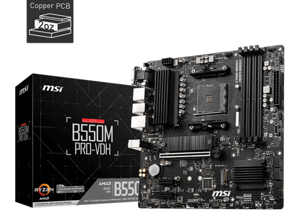 MSI B550M PRO-VDH vista trasera mostrando puertos I/O y conectores