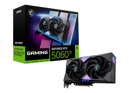 MSI RTX 5060 Ti Gaming OC lateral mostrando conectores de alimentación PCIe