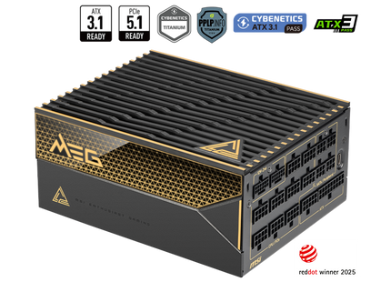 Fuente de Poder MSI MEG AI1600T PCIE5 | 1600W | 80 Plus Titanium | Modular | ATX 3.1