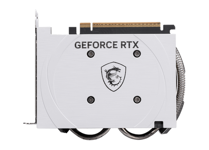 Vista superior de tarjeta MSI RTX 5060 Cyclone OC con logotipo MSI y diseño de disipador