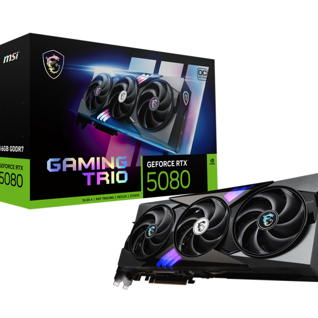 Tarjeta de Video MSI GeForce RTX 5080 Gaming Trio | 16GB | GDDR7 | Boost 2625 MHz | PCIe