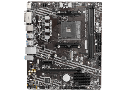 Panel posterior de conectividad MSI A520M-A PRO con puertos HDMI, VGA y USB