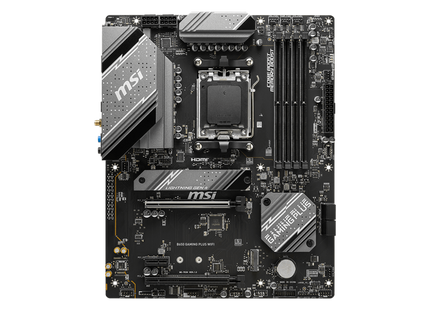 Detalle del socket AM5 y capacitores de la tarjeta madre MSI B650