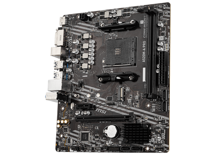 Detalle del socket AM4 de la tarjeta madre MSI A520M-A PRO para procesadores AMD Ryzen