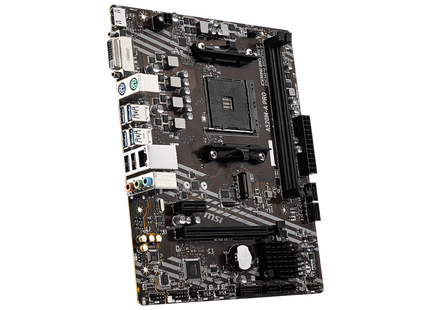 MSI A520M-A PRO vista superior mostrando conectores SATA y ranuras de expansión PCIe