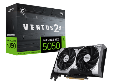MSI RTX 5050 8GB GDDR6 vista diagonal completa sistema refrigeración