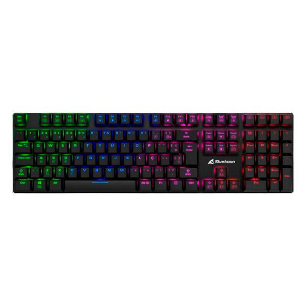 Teclado Gaming Sharkoon PureWriter | Mecánico | Switch Azul | Iluminación RGB | USB Alámbrico | Inglés