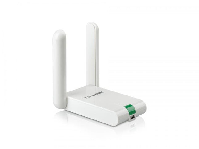 Adaptador USB inalámbrico TP-Link MW300UH 300Mbps vista frontal con antena