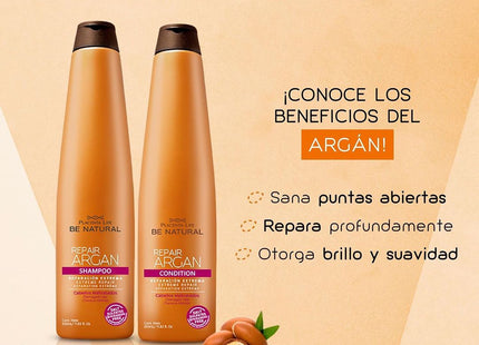 Shampoo Reparador Argán Placent Life | 350ml | Nutrición y brillo para cabello dañado o seco