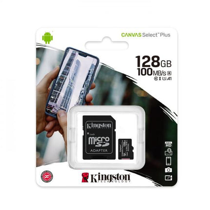 Memoria MicroSD Kingston Canvas Select Plus | 128GB | Clase 10 | 100MB/s | A1 | SDCS2/128GB