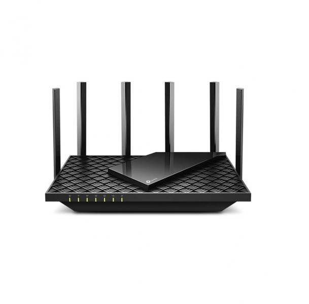 Router TP-Link Archer AX73 WiFi 6 vista frontal con antenas desplegadas