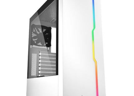 Case Sharkoon RGB Slider WH | ATX | Mid Tower | Línea RGB Frontal | Panel Lateral Vidrio Templado | Blanco