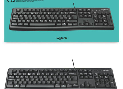 Teclado Logitech K120 | Alámbrico USB | Diseño Resistente | Inglés
