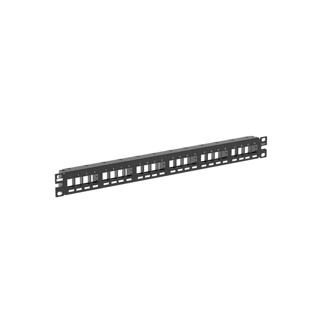 Panduit patch panel NetKey NKPP24FMY 24 puertos negro, vista frontal