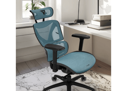 ThunderX3 XTC Chroma TEGC-3073101.B1 Silla de Oficina Ergonómica Azul/Negro con Malla Transpirable y Cuero PU