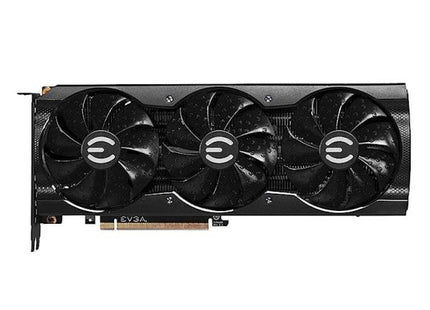 Tarjeta de video EVGA GeForce RTX 3060 TI FTW3 Ultra Gaming vista frontal con ventiladores triple