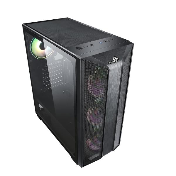 Case Gaming X-Lion H2-510 | Panel Lateral de Vidrio Templado | 3 Ventiladores 12cm | USB 3.0 | HD Audio