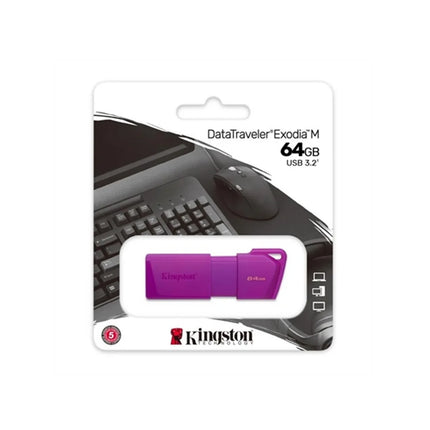 Memoria USB Kingston Exodia M LATAM | 64GB | USB 3.2 Gen 1 | Neon Purple | KC-U2L64-7LP