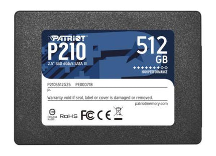 Disco Sólido Interno Patriot P210 P210S512G25 | 2.5” | 512GB SSD | SATA III