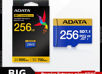 Memoria Micro SDXC ADATA GEN3 Express UD256GEX3L1-C | 256GB | UHS-I | Clase 10 | Azul | Con adaptador