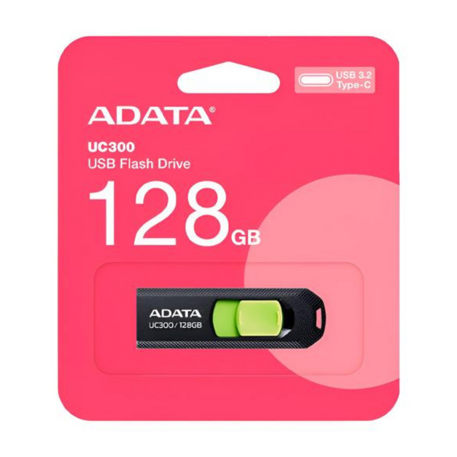 Memoria USB ADATA UC300 ACHO-UC300-128G-RBK/GN | 128GB | USB 3.2 | Tipo-C | Negro/Verde