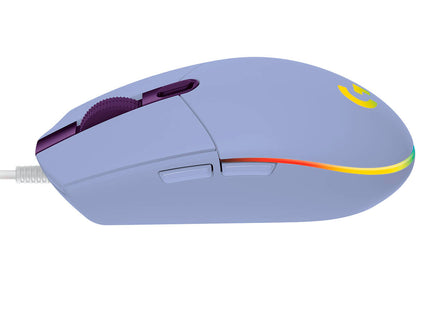 Mouse Gaming Logitech G203 vista lateral izquierda con cable alámbrico