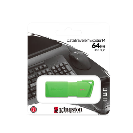 Memoria USB Kingston DT Exodia M | 128GB | USB 3.2 | Neon Verde