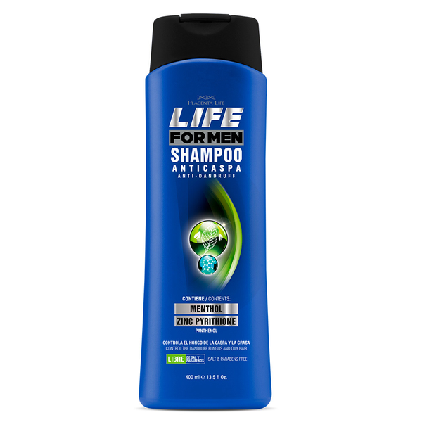 Shampoo Anticaspa Life for Men Placent Life | 400ml | Control efectivo de caspa para cuero cabelludo masculino