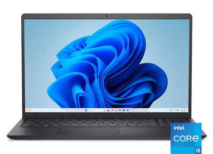Laptop Dell 15.6 pulgadas cerrada vista frontal color negro