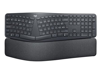 Empaque completo del Logitech Ergo K860 for Business con accesorios y receptor USB incluidos