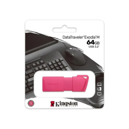 Memoria USB Kingston Exodia M | 64GB | USB 3.2 Gen 1 | Neon Pink | DTXM KC-U2L64-7LN
